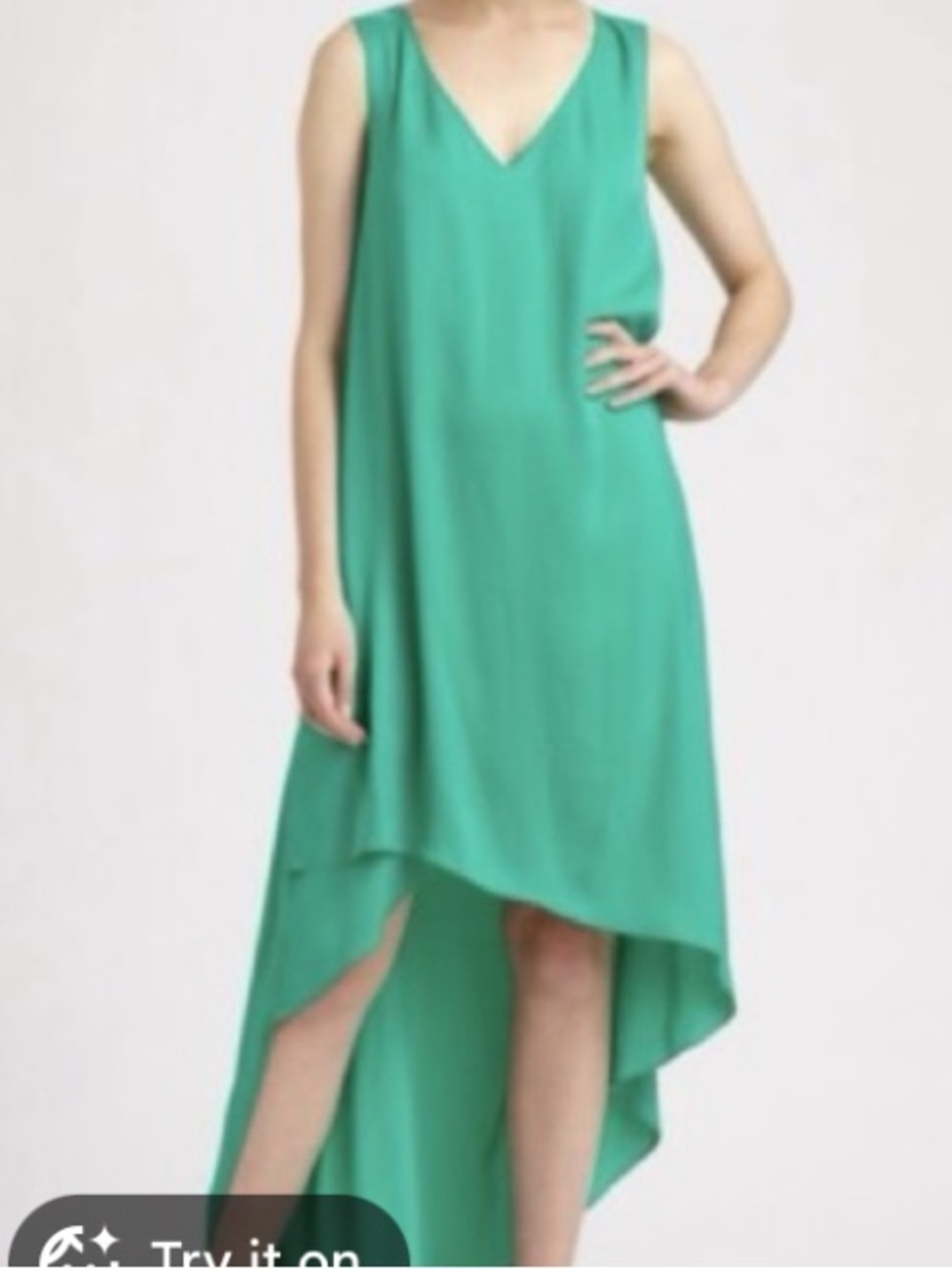 BCBGMAXZRIA Sleeveless Teal High-Low Maxi Dress M